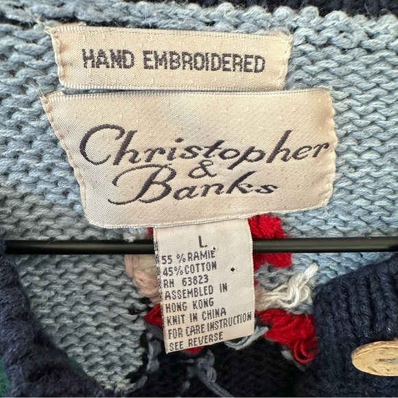 Christopher & Banks Vintage Embroidered Storybook Seasons Cardigan Sweater Large - Picture 6 of 16